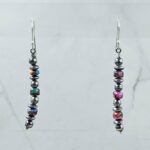 Pink Dahlia Turquoise & Navajo Pearl Dangle 925 Silver Earrings (RS17-684)
