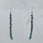 Mohave Turquoise & Navajo Pearl Dangle 925 Silver Earrings (RS17-678)