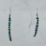 Mohave Turquoise & Navajo Pearl Dangle 925 Silver Earrings (RS17-681)