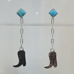 Mohave Turquoise Southwest Boot 925 Silver Stud Earring (RS64-121)