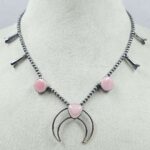 Pink Queen Conch Navajo Bead Squash Blossom Necklace (REXT3-146)