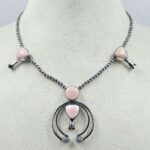 Pink Queen Conch Navajo Bead Squash Blossom Necklace (REXT3-147)