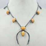 Spiny Oyster Shell Navajo Bead Squash Blossom Necklace (REXT3-171)