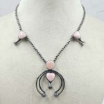 Pink Queen Conch Navajo Bead Squash Blossom Necklace (REXT3-148)