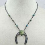Mohave Turquoise Navajo Bead Squash Blossom Necklace (REXT3-158)