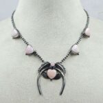 Pink Queen Conch Navajo Bead Squash Blossom Necklace (REXT3-150)