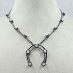 Pink Queen Conch Navajo Bead Squash Blossom Necklace (REXT3-149)