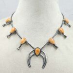 Spiny Oyster Shell Navajo Bead Squash Blossom Necklace (REXT3-172)
