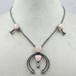 Pink Queen Conch Navajo Bead Squash Blossom Necklace (REXT3-152)
