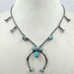Mohave Turquoise Navajo Bead Squash Blossom Necklace (REXT3-160)