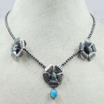 Mohave Turquoise Navajo Bead Squash Blossom Necklace (REXT3-165)