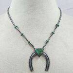 Kingman Turquoise Navajo Bead Squash Blossom Necklace (REXT3-166)