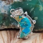 Mohave Turquoise 925 Sterling Silver Crescent Moon Pendant (RS16-245)