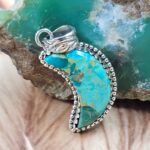 Mohave Turquoise 925 Sterling Silver Crescent Moon Pendant (RS16-246)