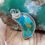 Mohave Turquoise 925 Sterling Silver Crescent Moon Pendants (RS16-247)