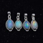 4 Pcs Wholesale Lot Ethiopian Opal 925 Sterling Silver Pendants (RS61-526)