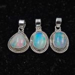 3 Pcs Wholesale Lot Ethiopian Opal 925 Sterling Silver Pendants (RS61-527)