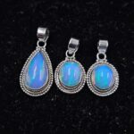 3 Pcs Wholesale Lot Ethiopian Opal 925 Sterling Silver Pendants (RS61-529)