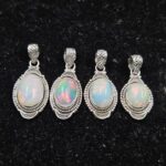 4 Pcs Wholesale Lot Ethiopian Opal 925 Sterling Silver Pendants (RS61-517)