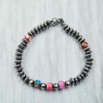 Pink Dahlia Turquoise 925 Sterling Silver Bracelets (RS20-358)