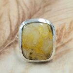 Yellow Banded Agate Size US 9 925 Sterling Silver Ring (REXT39-206)