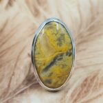 Yellow Banded Agate Size US 9 925 Sterling Silver Ring (REXT39-208)
