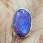 Purple Rainbow Moonstone Size US 7 925 Sterling Silver Ring (REXT39-237)
