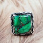 Peacock Dahlia Turquoise Size US 7 925 Sterling Silver Ring (REXT39-290)