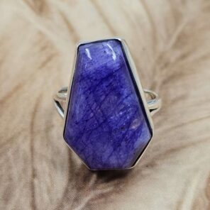 Purple Rainbow Moonstone US 8 925 Sterling Silver Rings (RS103-187)