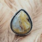 Yellow Banded Agate Size US 7 925 Sterling Silver Ring (REXT39-209)