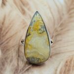 Yellow Banded Agate Size US 7 925 Sterling Silver Ring (REXT39-210)