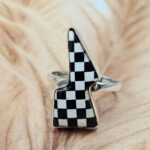 Checkerboard Size US 9 925 Sterling Silver Ring (REXT39-286)