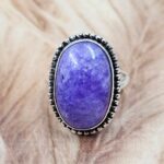Purple Rainbow Moonstone Size US 9 925 Sterling Silver Ring (REXT39-219)