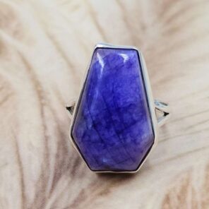 Purple Rainbow Moonstone US 8 925 Sterling Silver Rings (RS103-189)