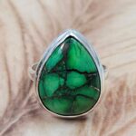 Peacock Dahlia Turquoise Size US 10 925 Sterling Silver Ring (REXT39-291)