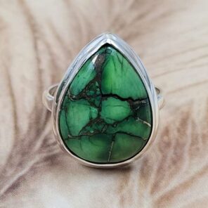 Peacock Dahlia Turquoise US 8 925 Sterling Silver Rings (RS103-262)