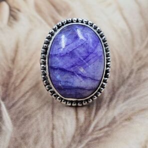 Purple Rainbow Moonstone US 8 925 Sterling Silver Rings (RS103-265)