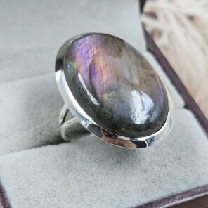 Purple Labradorite US 8 925 Sterling Silver Rings (RS103-173)
