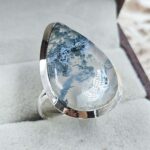 Moss Agate US 8 925 Sterling Silver Rings (RS103-281)