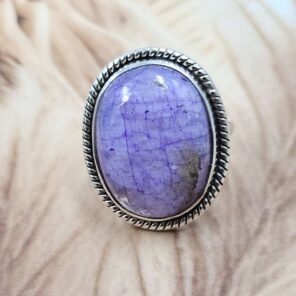 Purple Rainbow Moonstone US 8 925 Sterling Silver Rings (RS103-266)