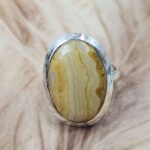 Yellow Banded Agate US 8 925 Sterling Silver Rings (RS103-239)