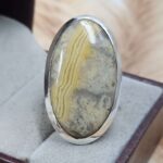 Yellow Banded Agate US 8 925 Sterling Silver Rings (RS103-240)