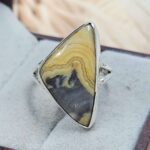 Yellow Banded Agate US 8 925 Sterling Silver Rings (RS103-235)
