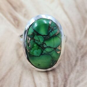 Peacock Dahlia Turquoise US 8 925 Sterling Silver Rings (RS103-263)