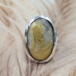 Yellow Banded Agate US 8 925 Sterling Silver Rings (RS103-236)