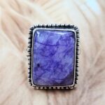 Purple Rainbow Moonstone Size US 10 925 Sterling Silver Ring (REXT39-238)
