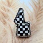 Checkerboard Size US 7 925 Sterling Silver Ring (REXT39-284)