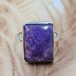 Purple Rainbow Moonstone Size US 9 925 Sterling Silver Ring (REXT39-239)