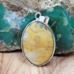 Yellow Banded Agate 1.5" 925 Sterling Silver Pendant (REXT51-252)