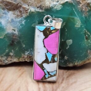 Cotton Candy Turquoise 1.5" 925 Sterling Silver Pendant (REXT51-199)